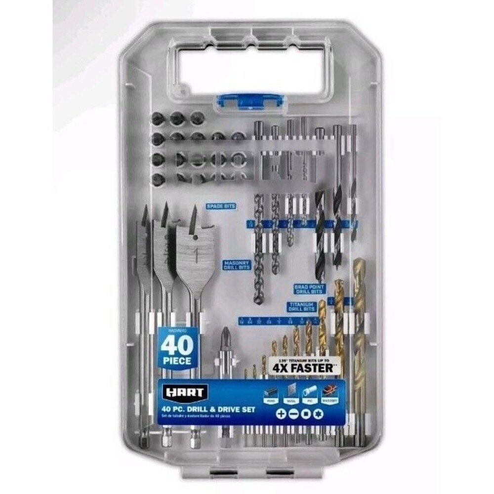 HART 40-Piece Assorted Drill and Drive Bit Set With Storage Case New